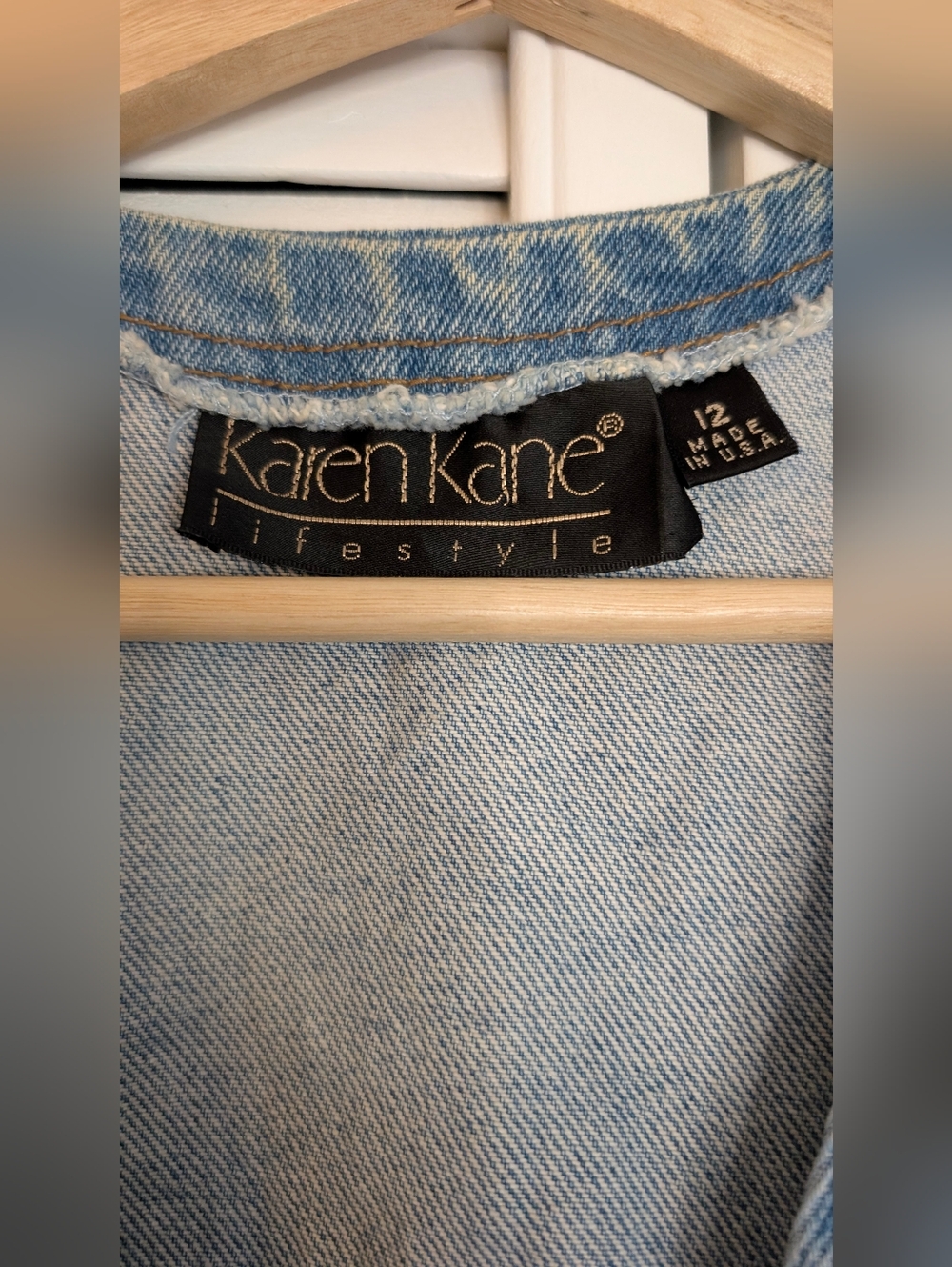 KAREN KANE Vintage Romantic Laced Beaded Embroidered Denim Vest Size 12 - Picture 8 of 10